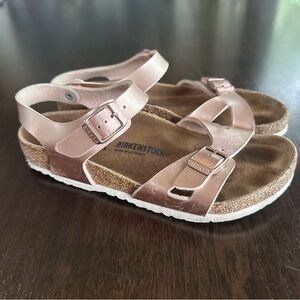 Birkenstock Girls Rio AS Electric Metal Copper Pink Sandals 34 3 3.5